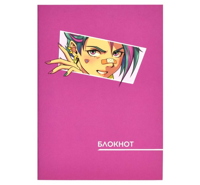 Блокнот 120х170 мм, 40 л., на скобе, «Аниме розовое» 65441