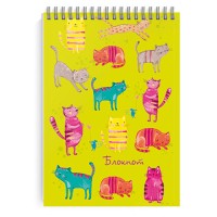 Блокнот A6, 120 л., на гребне, «Забавные коты» 45418