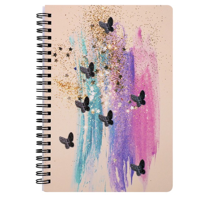 Блокнот 80 л., 145х210 мм, на гребне, «Бабочки» BX9939A5-1-4