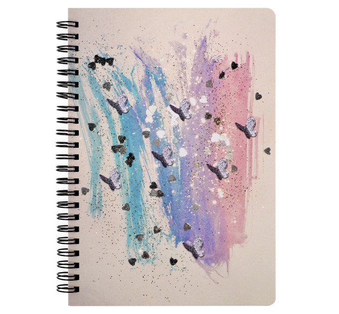 Блокнот 80 л., 145х210 мм, на гребне, «Бабочки» BX9939A5-1-4