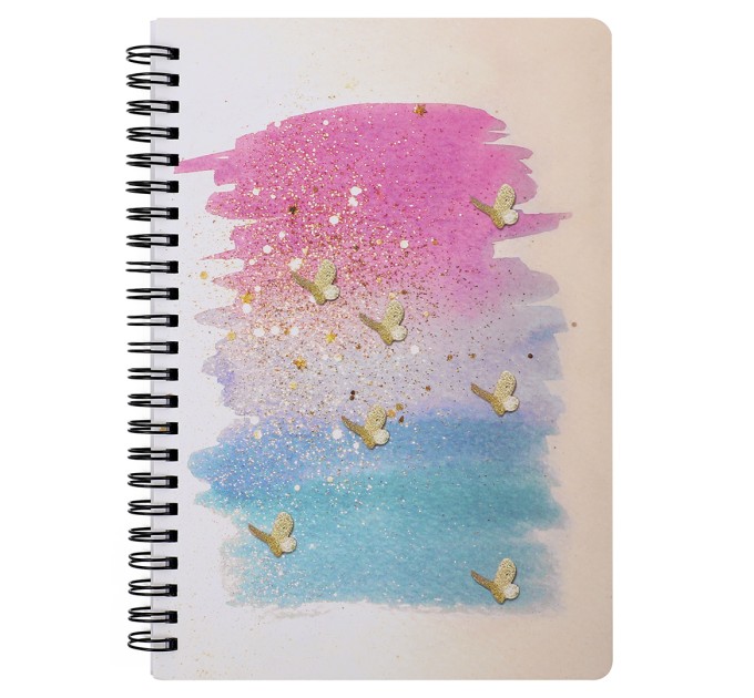 Блокнот 80 л., 145х210 мм, на гребне, «Бабочки» BX9939A5-1-4