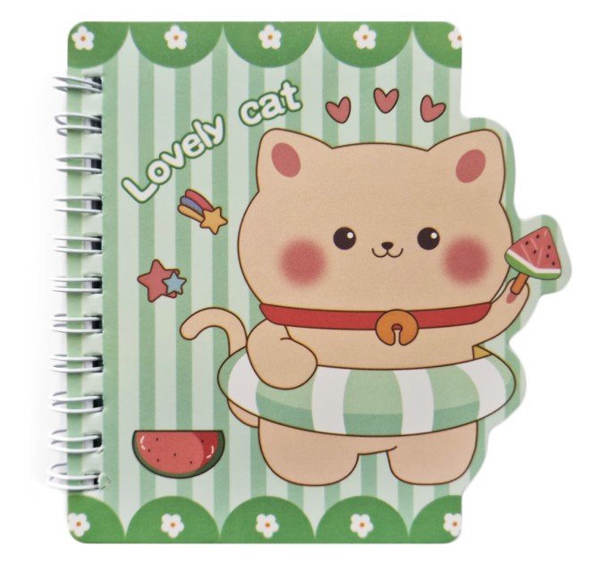 Блокнот 130х100 мм, 60 л., на гребне, «LOVELY CAT» WB-95499