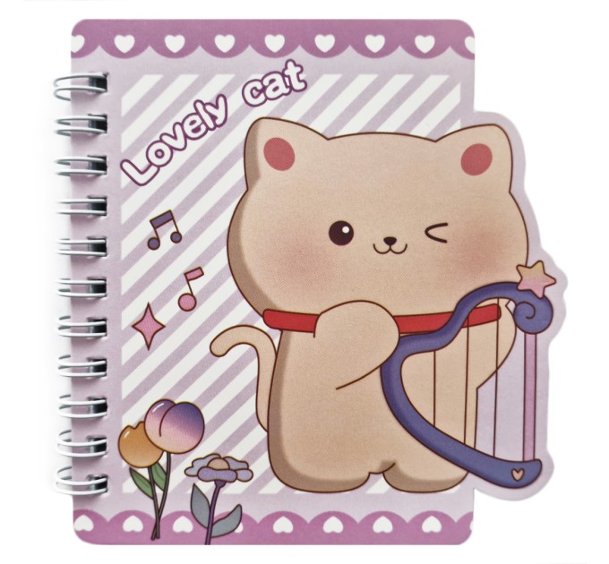 Блокнот 130х100 мм, 60 л., на гребне, «LOVELY CAT» WB-95499