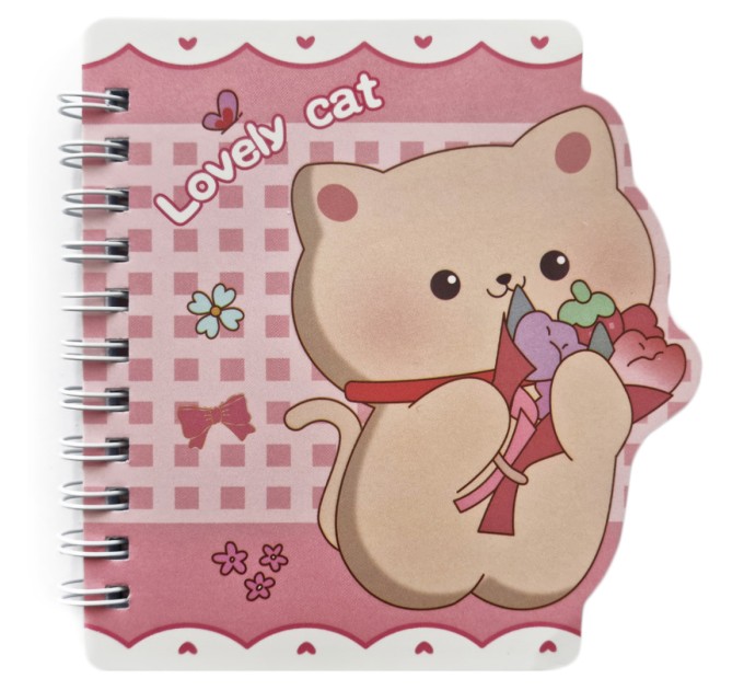 Блокнот 130х100 мм, 60 л., на гребне, «LOVELY CAT» WB-95499