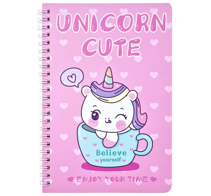 Блокнот 140х207 мм, 60 л., на гребне, «Единорог» WB-95346