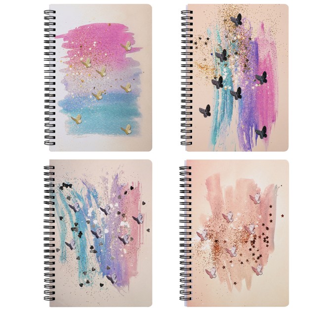 Блокнот 80 л., 145х210 мм, на гребне, «Бабочки» BX9939A5-1-4