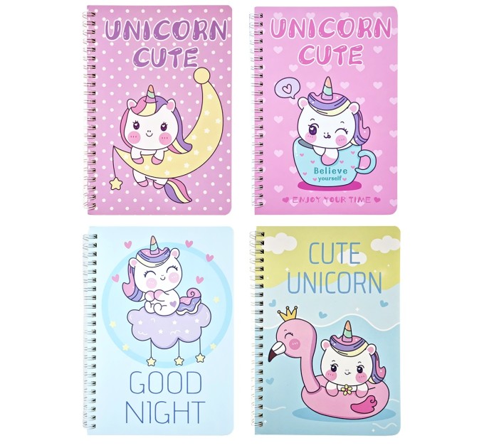 Блокнот 140х207 мм, 60 л., на гребне, «Единорог» WB-95346