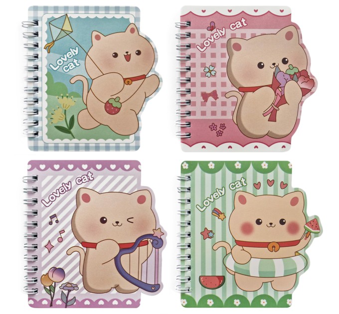 Блокнот 130х100 мм, 60 л., на гребне, «LOVELY CAT» WB-95499