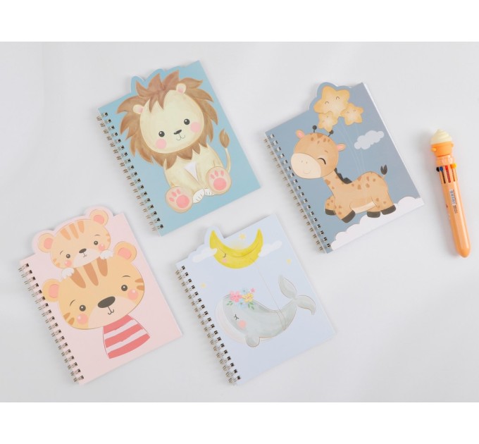 Блокнот 130х180 мм, 60 л., фигурный, на гребне, «Животные» BXZ9950B6-1-4