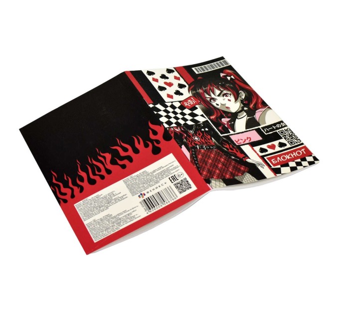 Блокнот 120х170 мм, 40 л., на скобе, «Карточное аниме» 65448