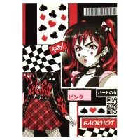 Блокнот 120х170 мм, 40 л., на скобе, «Карточное аниме» 65448