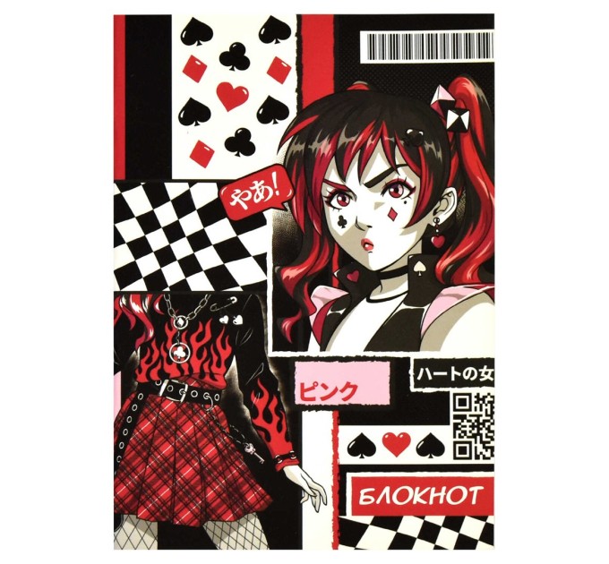Блокнот 120х170 мм, 40 л., на скобе, «Карточное аниме» 65448