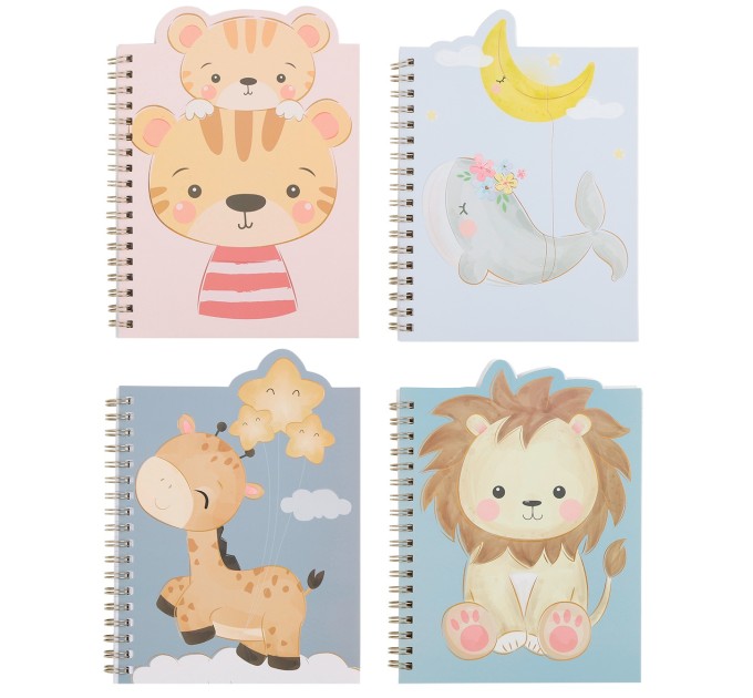 Блокнот 130х180 мм, 60 л., фигурный, на гребне, «Животные» BXZ9950B6-1-4