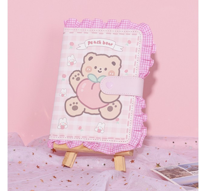 Блокнот 97 л., 130х170 мм, с кнопкой, «Peach bear» EFB00003B6-1-1