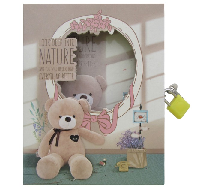 Блокнот 50 л., 102х144 мм, с замком, «Bear» YH64K-B0248