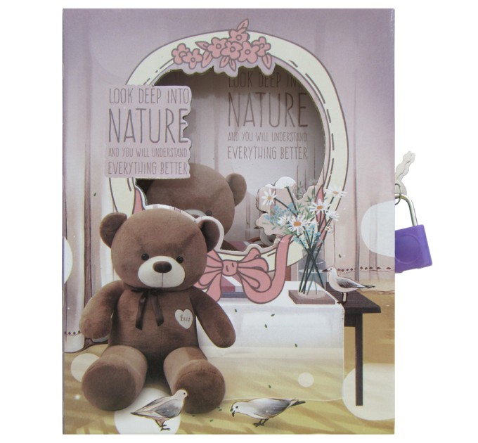 Блокнот 50 л., 102х144 мм, с замком, «Bear» YH64K-B0248