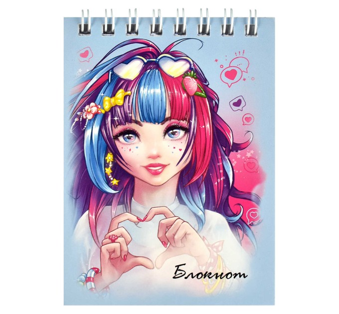 Блокнот А7, 40 л., на гребне, «Романтичные девушки» 64391