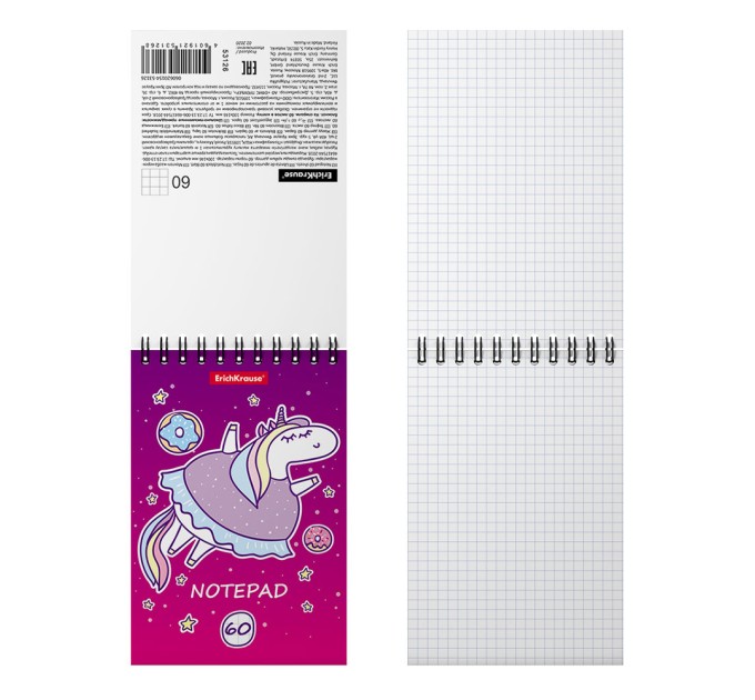 Блокнот А6, 60 л., на гребне, «Единорожка» 53126
