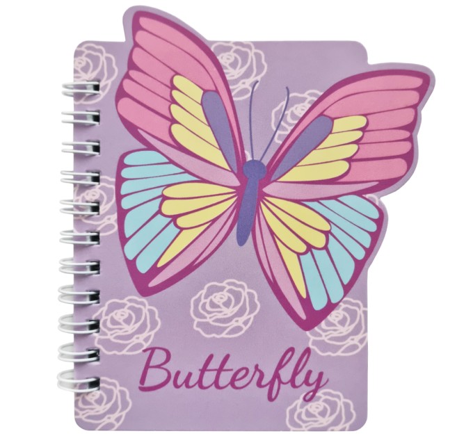 Блокнот 130х100 мм, 60 л., на гребне, «BATTERFLY» WB-95399