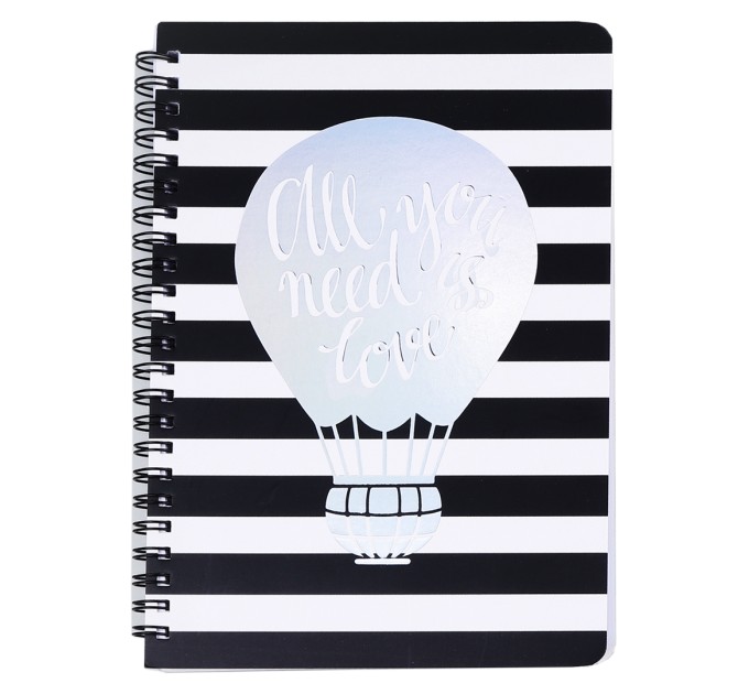 Блокнот A6, 80 л., на пружине, «Черное и белое» ВХ-А6-4407-1-4