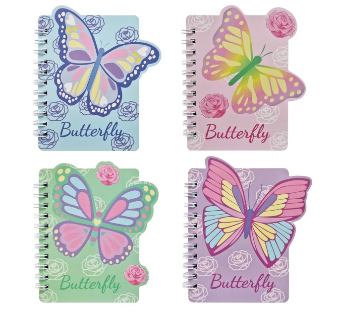 Блокнот 130х100 мм, 60 л., на гребне, «BATTERFLY» WB-95399