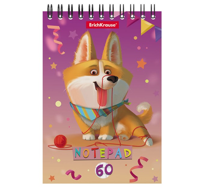 Блокнот А6, 60 л., на гребне, «Корги» 53119