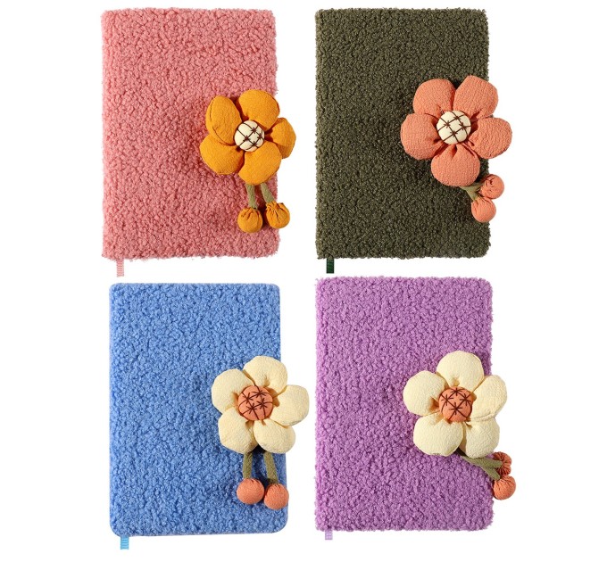 Блокнот A5, 80 л., плюшевый, с магнитной застежкой, «Цветок» MR10260A5-1