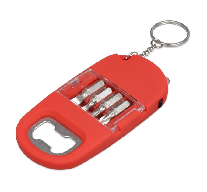 Брелок-открывалка с отвертками и фонариком "Uni", софт-тач