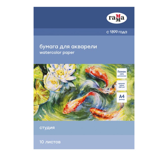Папка для акварели А4, 10 л., «Студия», 200 г/м², среднее зерно 40C03F710W