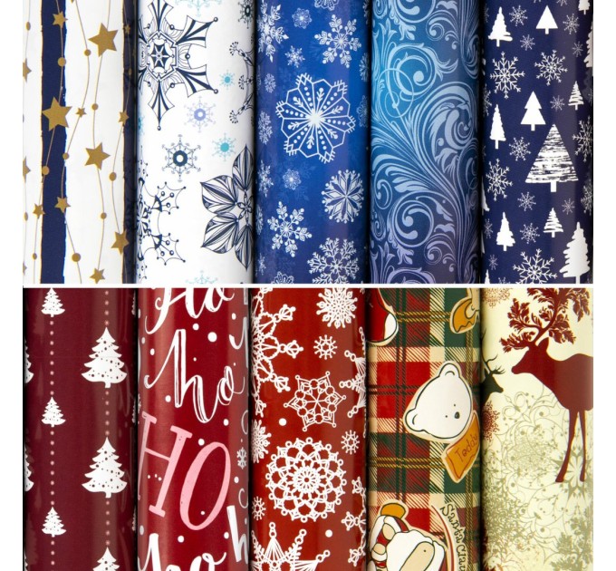 Бумага упаковочная глянц., 70х100 см, новогодняя «RED&BLUE», 1 лист 591909