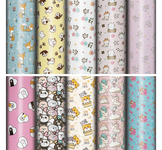 Бумага упаковочная глянц., 70х100 см, «Funny Animals», 1 лист 591917