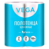 Полотенца бумажные Vega, 2 слоя, белые, 2 шт 315622 Полотенца бумажные Vega, 2 слоя, белые, 2 шт 315622
