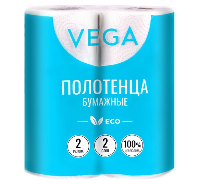 Полотенца бумажные Vega, 2 слоя, белые, 2 шт 315622