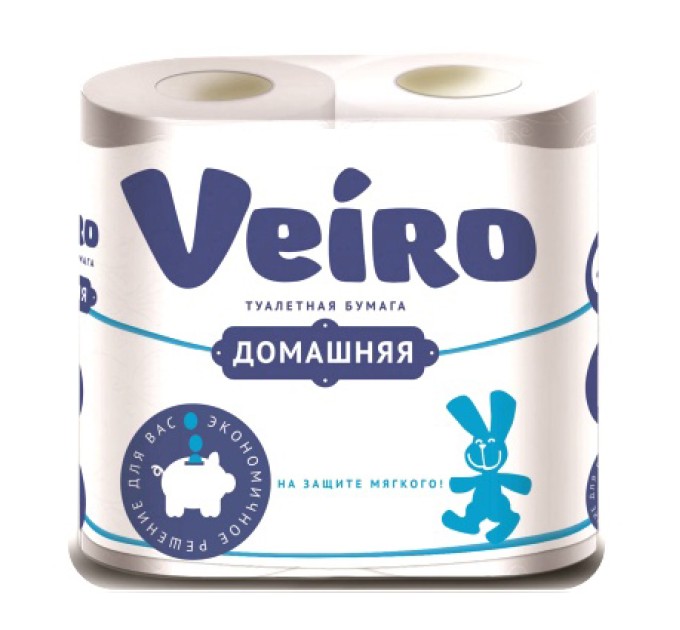 Бумага туалетная Veiro Домашняя белая 2-х слойная 4шт 1С24