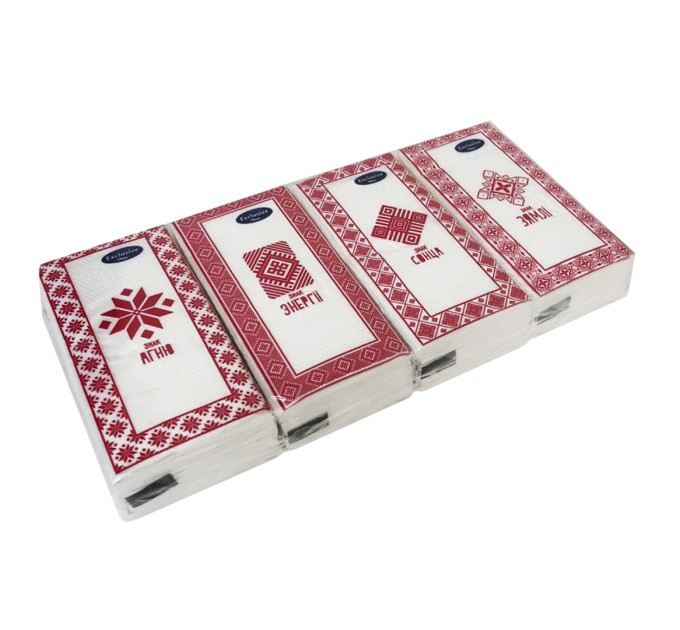 Платочки универсальные гигиенические «Беларускiя узоры», 3-хслойные, 200х200 мм