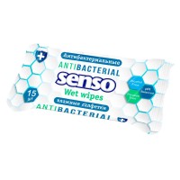 Салфетки влажные антибактериальные «SENSO», 15 шт