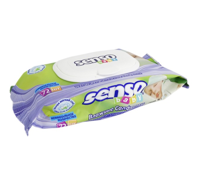 Салфетки влажные для детей «SENSO BABY», с клапаном, 72 шт