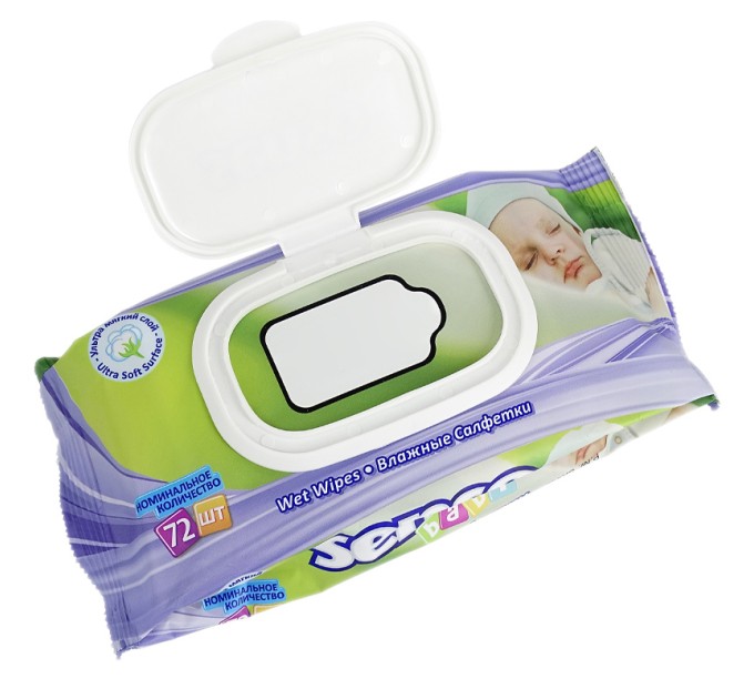 Салфетки влажные для детей «SENSO BABY», с клапаном, 72 шт
