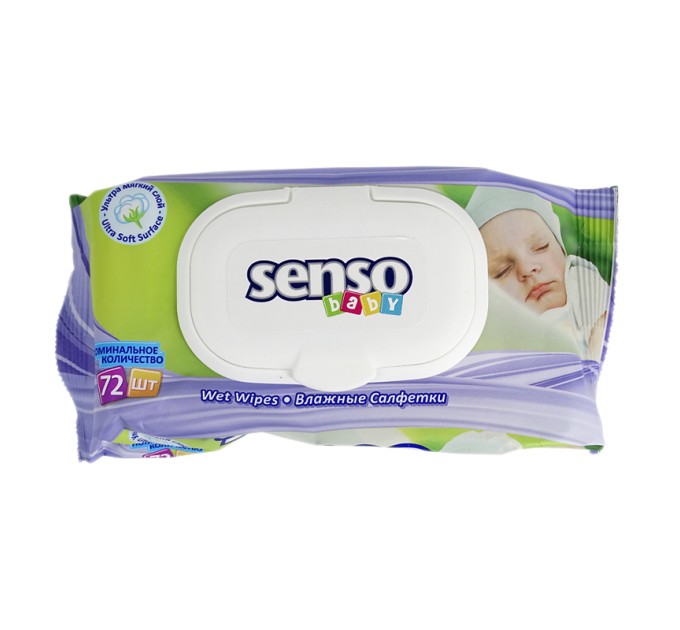 Салфетки влажные для детей «SENSO BABY», с клапаном, 72 шт