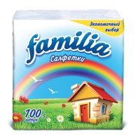 Салфетки бумажные FAMILIA, 100 шт., целлюлоза 5039302 Салфетки бумажные FAMILIA, 100 шт., целлюлоза 5039302