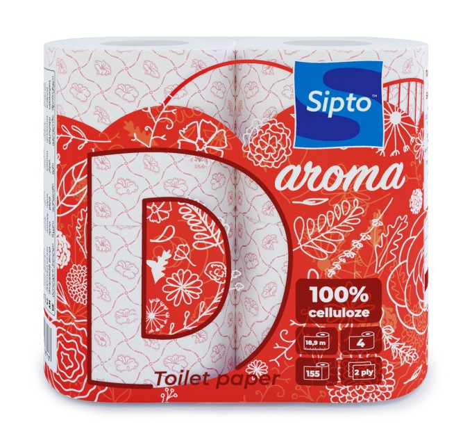 Бумага туалетная Sipto Deco Aroma, запах клубники, 2 слоя, 4 шт 717