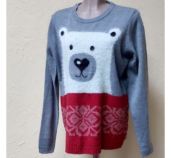 Свитер новогодний с белым медведем Esmara