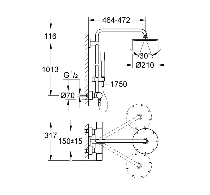 Душевая система Grohe Rainshower с термостатом
