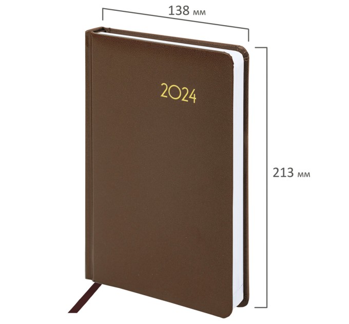 Ежедневник A5, 168 л., датированный, балакрон, коричневый, «Select» 2024 г 114880