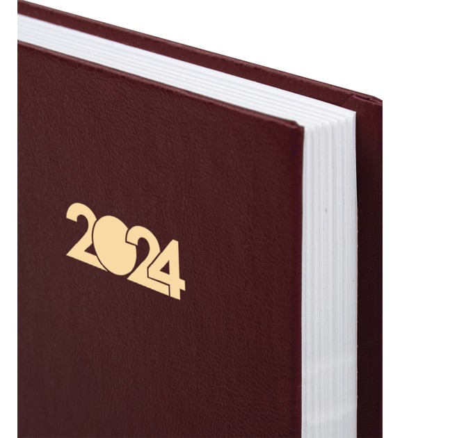 Ежедневник A5, 160 л., датированный, бумвинил, бордовый, 2024 г 115136