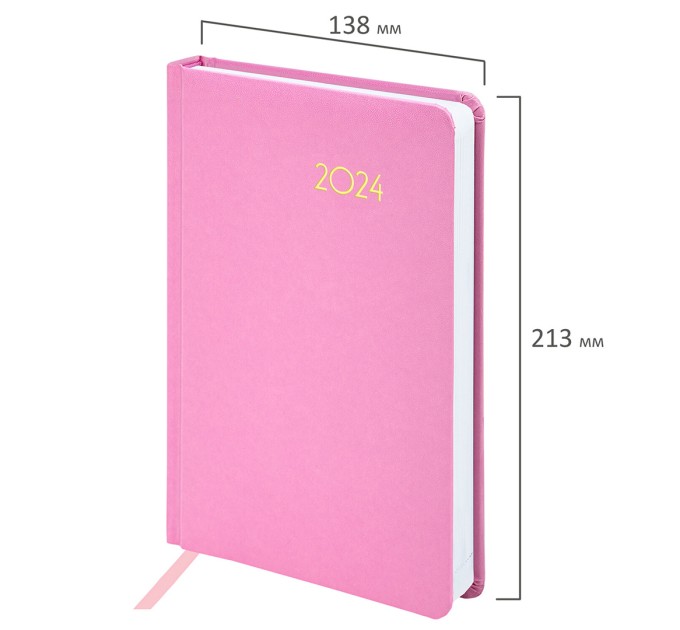 Ежедневник A5, 168 л., датированный, балакрон, розовый, «Select», 2024 г 114882