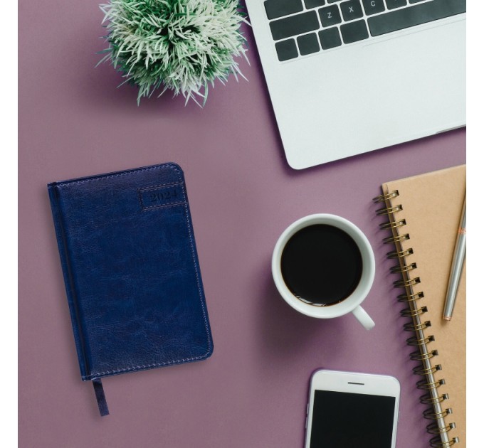 Ежедневник A6, 168 л., датированный, кожзам, синий, «Imperial», 2024 г 114787