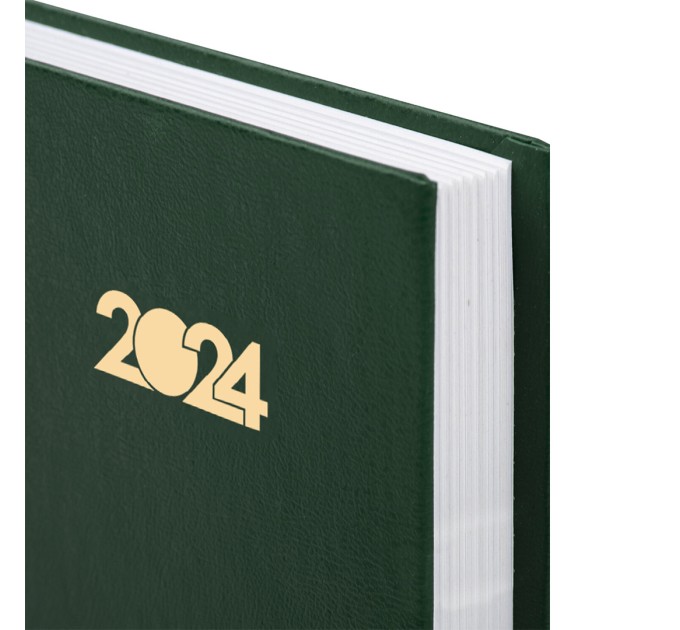 Ежедневник A5, 160 л., датированный, бумвинил, зеленый, 2024 г 115138