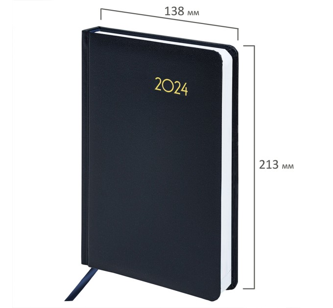 Ежедневник A5, 168 л., датированный, балакрон, темно-синий, «Select», 2024 г 114876