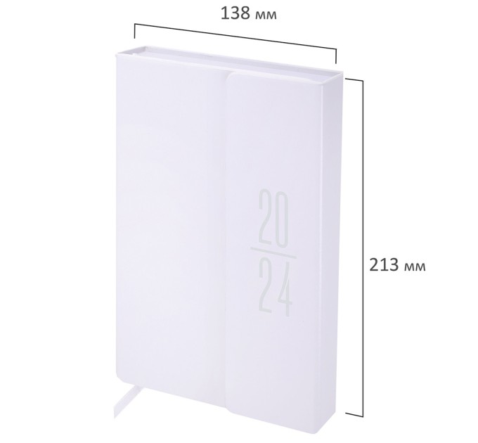 Ежедневник A5, 168 л., датированный, кожзам, белый, клапан, «Towny», 2024 г 114830